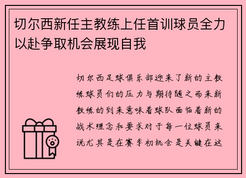 切尔西新任主教练上任首训球员全力以赴争取机会展现自我